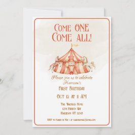 Invitación de primer cumpleaños al circo mágico