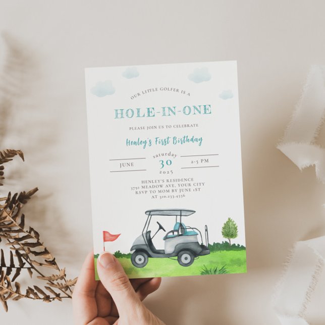 Invitación de primer cumpleaños al golf Hole-In-On (Subido por el creador)