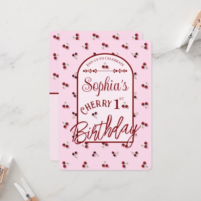 Invitación de primer cumpleaños al tema de las cer (Anverso/Reverso In Situ)