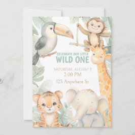 Invitación de primer cumpleaños al zoológico anima