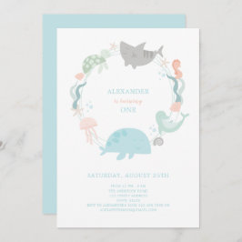 Invitación de primer cumpleaños bajo el mar