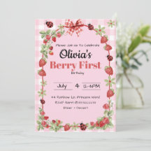 Invitación de primer cumpleaños Berry Sweet
