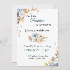 Invitación de primer cumpleaños Boho Blue Little P