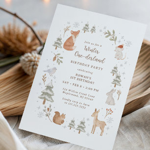 Invitación de Primer Cumpleaños Bosque de Winter O