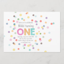 Invitación de primer cumpleaños Chica Watercolor c