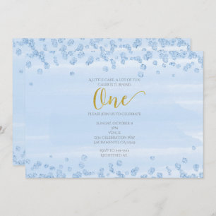 Invitación de primer cumpleaños con Blue & Gold