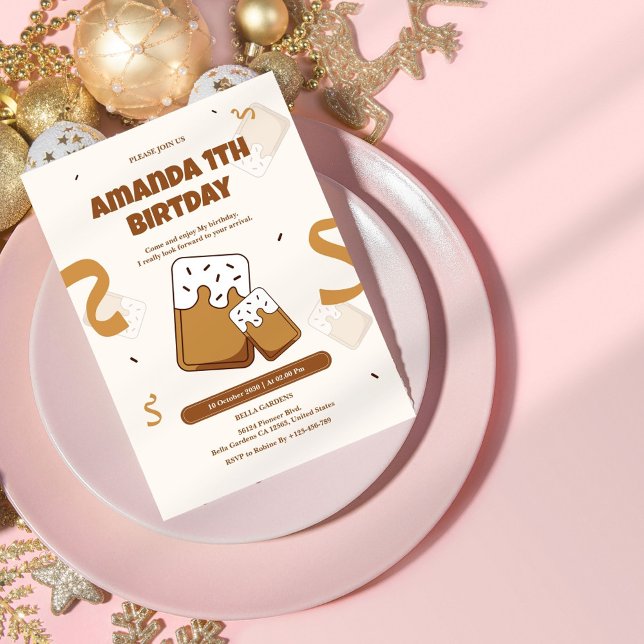 Invitación de primer cumpleaños con tema de cocina (Subido por el creador)