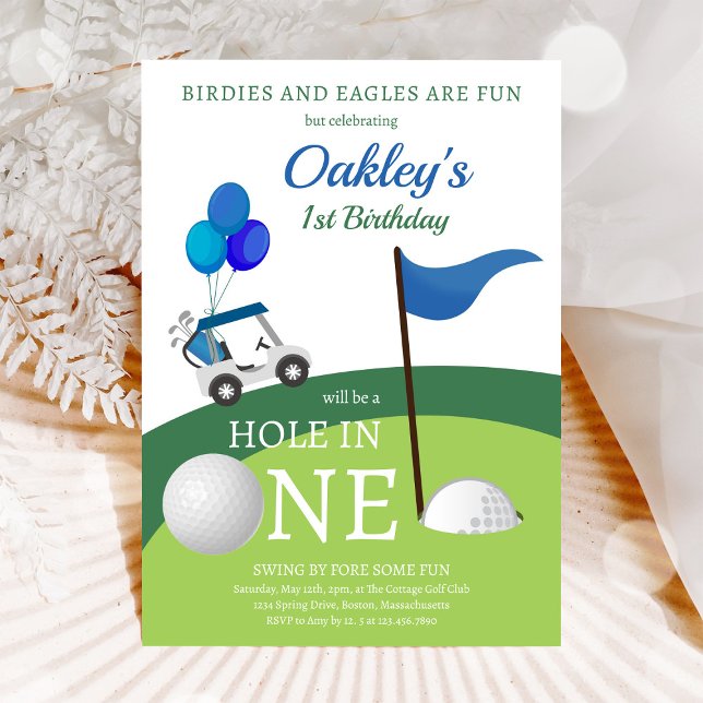 Invitación de primer cumpleaños con tema de golf (Subido por el creador)
