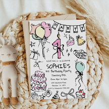 Invitación de primer cumpleaños, cumpleaños de Doo