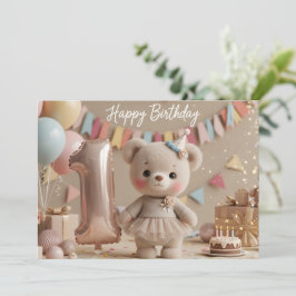 Invitación de primer cumpleaños de adorable oso de