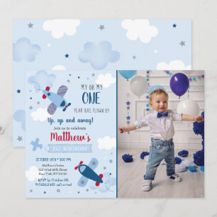 Invitación de primer cumpleaños de Airplane Stars