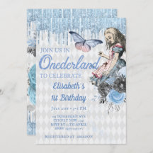 Invitación de primer cumpleaños de Alicia con hiel