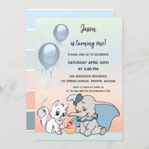 Invitación de primer cumpleaños de animales curado