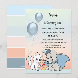 Invitación de primer cumpleaños de animales curado