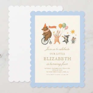 Invitación de primer cumpleaños de animales del bo