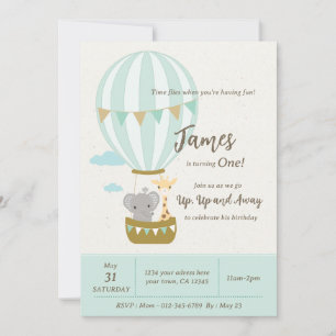 Invitación de primer cumpleaños, de arriba a abajo