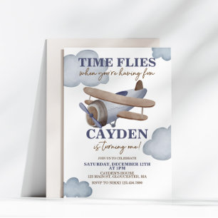 Invitación de primer cumpleaños de avión El tiempo