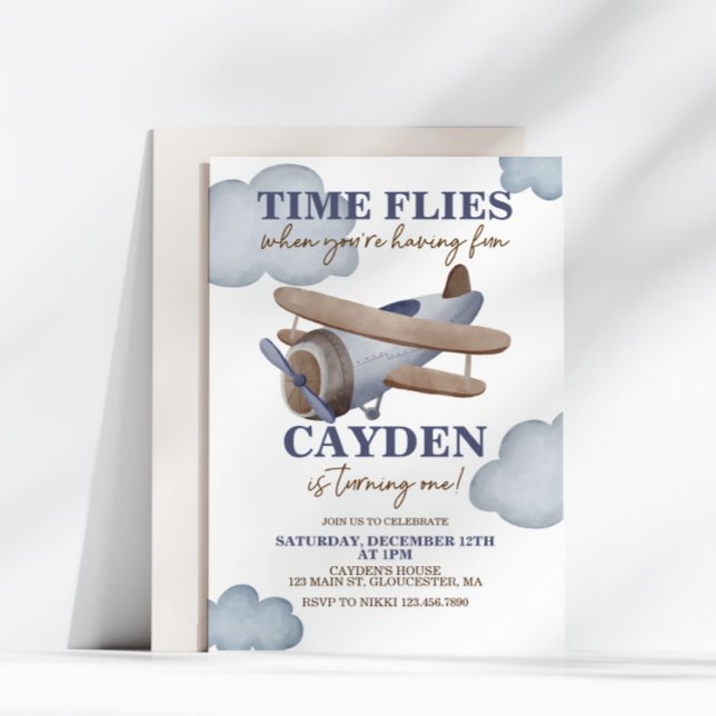 Invitación de primer cumpleaños de avión El tiempo (Subido por el creador)