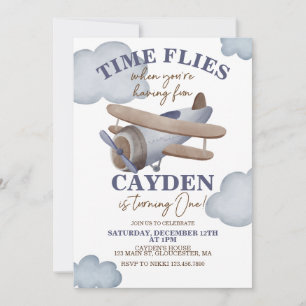 Invitación de primer cumpleaños de avión El tiempo