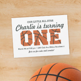 Invitación de primer cumpleaños de Baloncesto de E