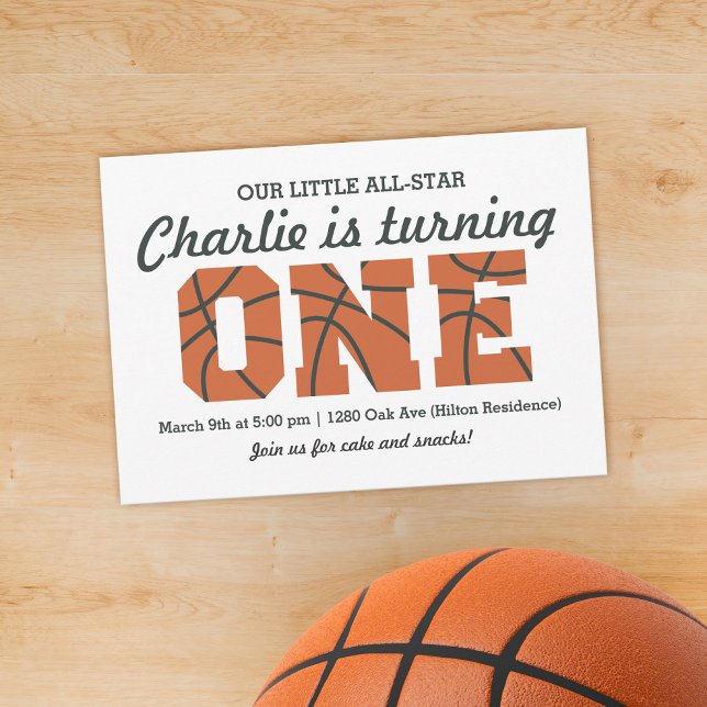Invitación de primer cumpleaños de Baloncesto de E (Subido por el creador)