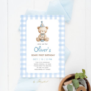 Invitación de primer cumpleaños de Beary