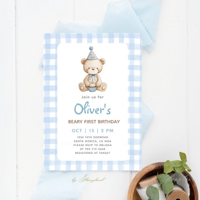 Invitación de primer cumpleaños de Beary (Subido por el creador)