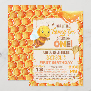 Invitación de primer cumpleaños de Bee