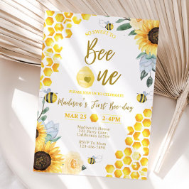 Invitación de primer cumpleaños de Bee Primer Día 