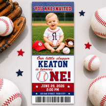 Invitación de primer cumpleaños de béisbol