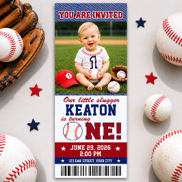 Invitación de primer cumpleaños de béisbol