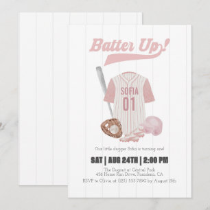 Invitación de primer cumpleaños de Béisbol con Bat