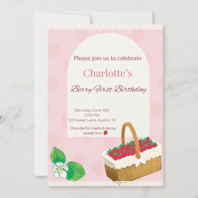 Invitación de primer cumpleaños de Berry (Anverso)