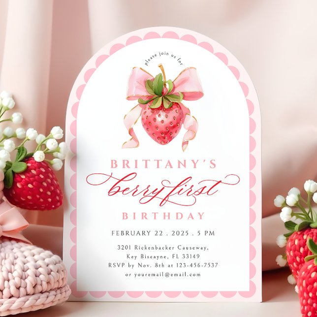 Invitación de primer cumpleaños de Berry rosa (Subido por el creador)