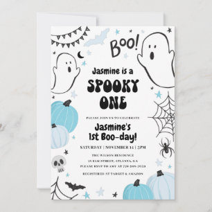 Invitación de primer cumpleaños de Blue Halloween