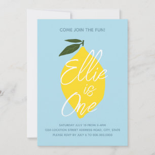 Invitación de primer cumpleaños de Blue Lemonade