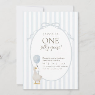 Invitación de primer cumpleaños de Blue One Silly