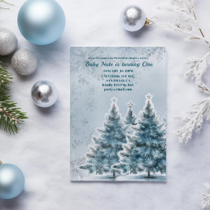 Invitación de primer cumpleaños de Blue Winter One