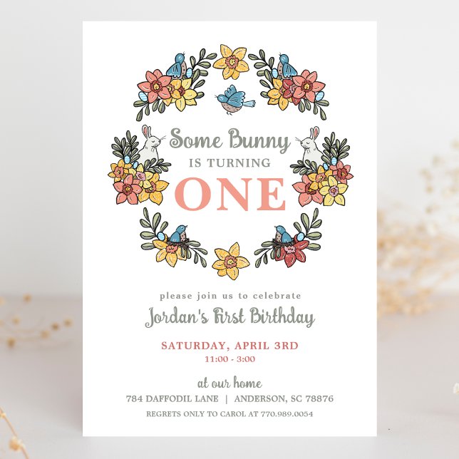 Invitación de primer cumpleaños de Bunny Easter (Subido por el creador)