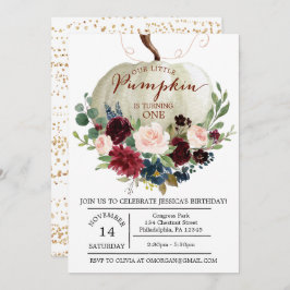 Invitación de primer cumpleaños de calabaza - cump