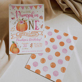 Invitación de primer cumpleaños de calabaza, otoño