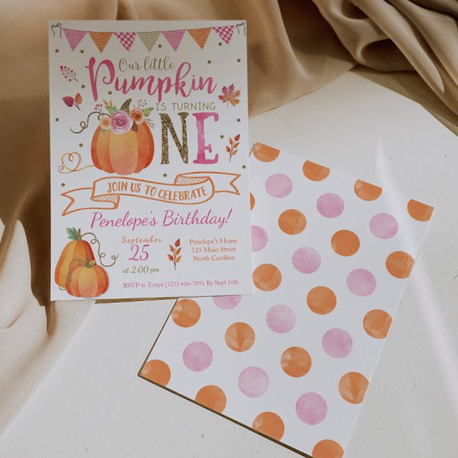 Invitación de primer cumpleaños de calabaza, otoño (Subido por el creador)