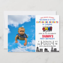 Invitación de primer cumpleaños de Capitán One-der