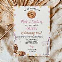 Invitación de primer cumpleaños de Chica de Leche 