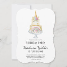 Invitación de primer cumpleaños de Chica de Unicor