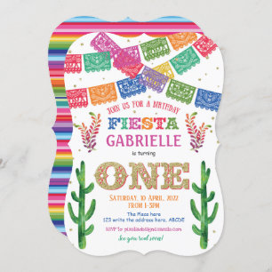 Invitación de primer cumpleaños de Chica, mexicano