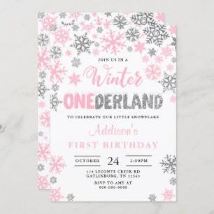 Invitación de primer cumpleaños de chica Winter On