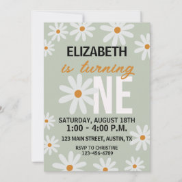 Invitación de primer cumpleaños de chicas Daisy