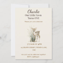 Invitación de primer cumpleaños de ciervo del bosq