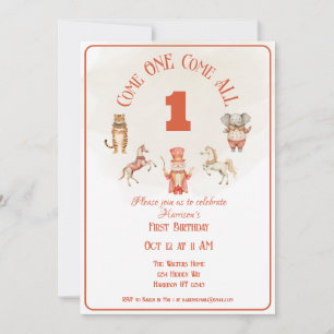 Invitación de primer cumpleaños de Circo
